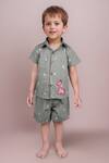 Buy_Arihant Rai Sinha_Gray Khaki Grey Cotton Shirt And Shorts Set For Boys _at_Aza_Fashions