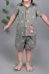 Shop_Arihant Rai Sinha_Gray Khaki Grey Cotton Shirt And Shorts Set For Boys _Online_at_Aza_Fashions