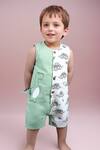 Buy_Arihant Rai Sinha_Green Dinosaur Print Romper For Boys _at_Aza_Fashions
