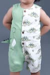 Shop_Arihant Rai Sinha_Green Dinosaur Print Romper For Boys _Online_at_Aza_Fashions
