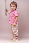 Shop_Arihant Rai Sinha_Red Checkered Shirt And Beige Pants Set For Boys _at_Aza_Fashions