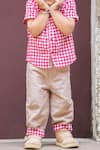 Buy_Arihant Rai Sinha_Red Checkered Shirt And Beige Pants Set For Boys _Online_at_Aza_Fashions