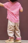 Shop_Arihant Rai Sinha_Red Checkered Shirt And Beige Pants Set For Boys _Online_at_Aza_Fashions