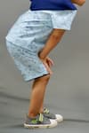 Arihant Rai Sinha_Blue Shark Print Cotton Shirt And Shorts Set For Boys _Online_at_Aza_Fashions