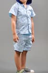 Shop_Arihant Rai Sinha_Blue Shark Print Cotton Shirt And Shorts Set For Boys _Online_at_Aza_Fashions