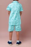 Shop_Arihant Rai Sinha_Blue Fish Print Cotton Shirt And Shorts Set For Boys _at_Aza_Fashions