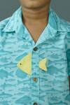 Buy_Arihant Rai Sinha_Blue Fish Print Cotton Shirt And Shorts Set For Boys _Online_at_Aza_Fashions