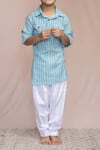 Arihant Rai Sinha_Blue Cotton Embroidery Striped Kurta Set _Online_at_Aza_Fashions