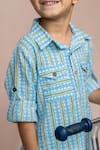 Arihant Rai Sinha_Blue Cotton Embroidery Striped Kurta Set _at_Aza_Fashions