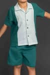 Arihant Rai Sinha_Green Cotton Shirt And Shorts Set _Online_at_Aza_Fashions
