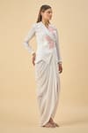 Aakaar_White Embroidered Blazer And Dhoti Skirt Set _Online_at_Aza_Fashions