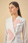 Shop_Aakaar_White Embroidered Blazer And Dhoti Skirt Set _Online_at_Aza_Fashions
