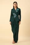 Shop_Aakaar_Green Embroidered Blazer And Dhoti Skirt Set _Online_at_Aza_Fashions