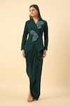 Buy_Aakaar_Green Embroidered Blazer And Dhoti Skirt Set _at_Aza_Fashions