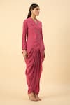 Aakaar_Pink Embroidered Blazer And Dhoti Skirt Set _Online_at_Aza_Fashions