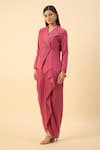 Buy_Aakaar_Pink Embroidered Blazer And Dhoti Skirt Set _Online_at_Aza_Fashions