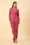 Buy_Aakaar_Pink Embroidered Blazer And Dhoti Skirt Set _at_Aza_Fashions