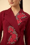 Aakaar_Red Embroidered Blazer And Dhoti Skirt Set _Online_at_Aza_Fashions