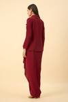Shop_Aakaar_Red Embroidered Blazer And Dhoti Skirt Set _at_Aza_Fashions