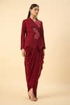 Aakaar_Red Embroidered Blazer And Dhoti Skirt Set _at_Aza_Fashions