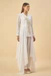 Aakaar_White Moss Crepe Blazer And Pant Set _Online_at_Aza_Fashions