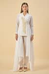 Shop_Aakaar_White Moss Crepe Blazer And Pant Set _Online_at_Aza_Fashions