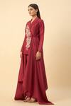 Shop_Aakaar_Cream Crimson Red Designer Blazer And Pant Set _Online_at_Aza_Fashions