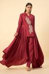 Buy_Aakaar_Cream Crimson Red Designer Blazer And Pant Set _at_Aza_Fashions