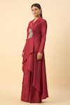 Buy_Aakaar_Cream Crimson Red Blazer Tunic And Palazzo Set _Online_at_Aza_Fashions