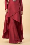 Aakaar_Cream Crimson Red Blazer Tunic And Palazzo Set _at_Aza_Fashions