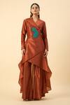 Buy_Aakaar_Copper Brown Blazer Tunic And Palazzo Set _Online_at_Aza_Fashions