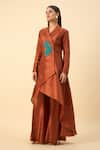 Shop_Aakaar_Copper Brown Blazer Tunic And Palazzo Set _Online_at_Aza_Fashions