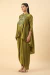 Aakaar_Embroidered Green Tunic And Draped Skirt Set _Online_at_Aza_Fashions