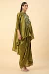Buy_Aakaar_Embroidered Green Tunic And Draped Skirt Set _Online_at_Aza_Fashions