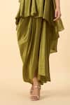 Shop_Aakaar_Embroidered Green Tunic And Draped Skirt Set _Online_at_Aza_Fashions