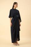 Aakaar_Navy Blue Draped Maxi Dress _Online_at_Aza_Fashions