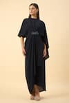 Buy_Aakaar_Navy Blue Draped Maxi Dress _Online_at_Aza_Fashions