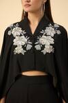 Aakaar_Black Designer Crop Top And Flared Pant Set _Online_at_Aza_Fashions