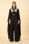 Buy_Aakaar_Black Designer Crop Top And Flared Pant Set _at_Aza_Fashions