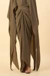 Shop_Aakaar_Olive Green Designer Crop Top And Draped Skirt _Online_at_Aza_Fashions