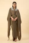 Buy_Aakaar_Olive Green Designer Crop Top And Draped Skirt _at_Aza_Fashions
