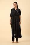 Buy_Aakaar_Black Draped Tunic And Pant Set _at_Aza_Fashions