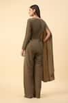 Shop_Aakaar_Olive Green Designer Jumpsuit With Belt _at_Aza_Fashions