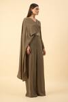 Shop_Aakaar_Olive Green Designer Jumpsuit With Belt _Online_at_Aza_Fashions