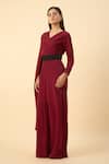 Buy_Aakaar_Red Designer Jumpsuit With Belt _Online_at_Aza_Fashions