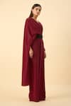Shop_Aakaar_Red Designer Jumpsuit With Belt _Online_at_Aza_Fashions