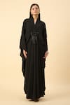 Shop_Aakaar_Black Moss Crepe Kaftan And Pant Set _Online_at_Aza_Fashions