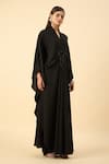 Aakaar_Black Moss Crepe Kaftan And Pant Set _at_Aza_Fashions