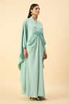 Aakaar_Aqua Blue Designer Kaftan And Pant Set _Online_at_Aza_Fashions