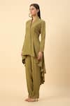 Aakaar_Green Moss Crepe Tunic And Pant Set _Online_at_Aza_Fashions